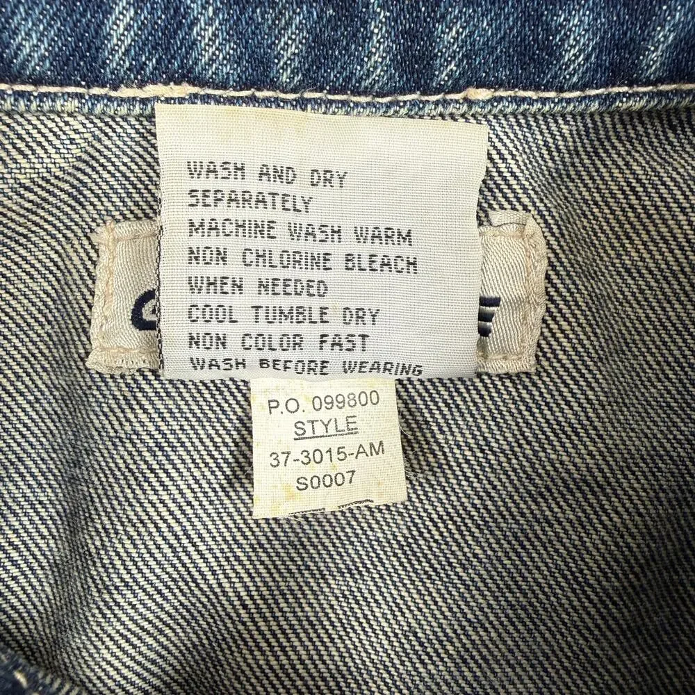 Gasoline Youth Medium Denim Jean Jacket Blue Cotton Button Front Y2K